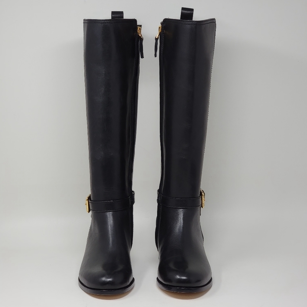 Ralph Lauren Blayke Buckled Riding Boots Black Saddle Women's Size 5.5 New - Picture 6 of 13